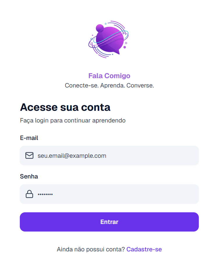 Screenshot do projeto Fala Comigo